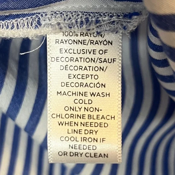 LOFT Sz MED Flowy Striped Embroidered V-Neck Peasant Blouse Bell Sleeve #boho - Picture 6 of 9